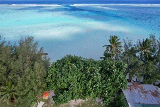 Aerial of the lagoon showing the passage